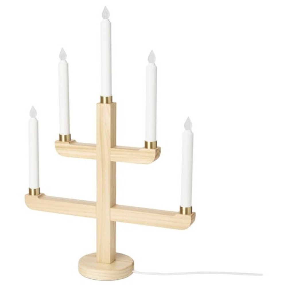 LED 5-arm candelabra, pine, 22 "